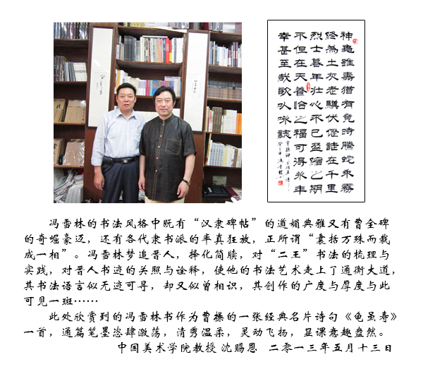 中國(guó)美術(shù)學(xué)院沈賜恩教授評(píng)價(jià)馮雪林書法