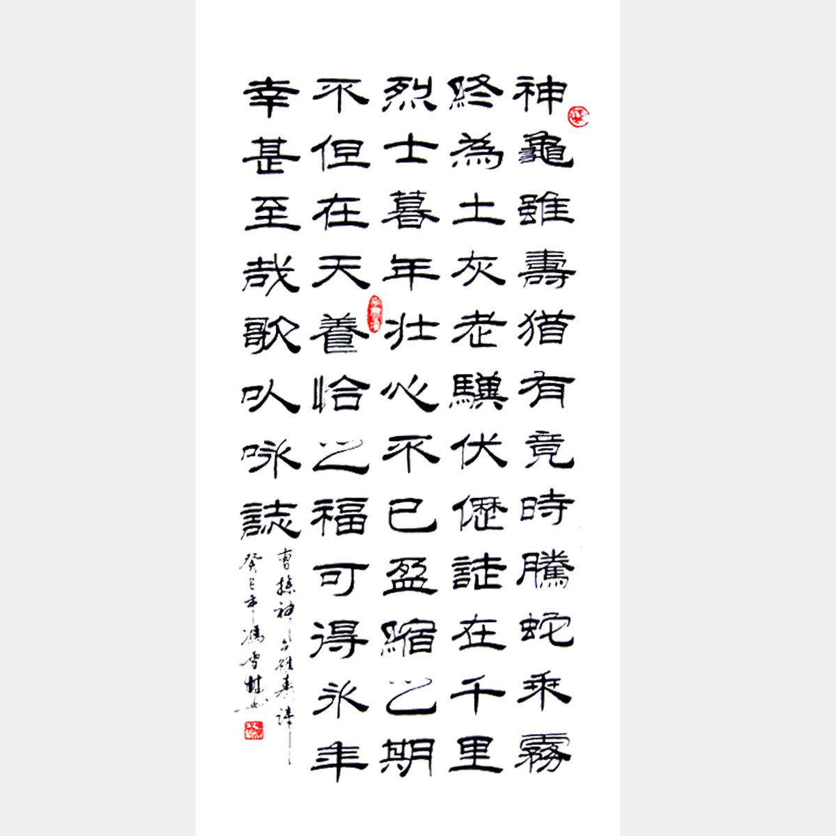 曹操名篇《龜雖壽》隸書書法作品 神龜雖壽猶有竟時書法字畫
