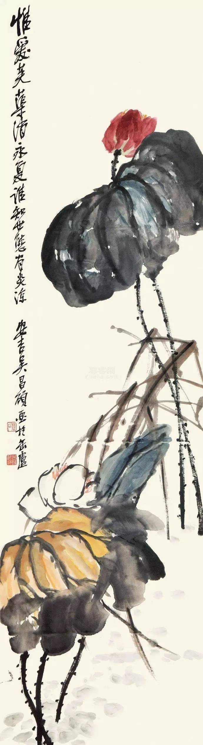 吳昌碩大寫意《荷花》