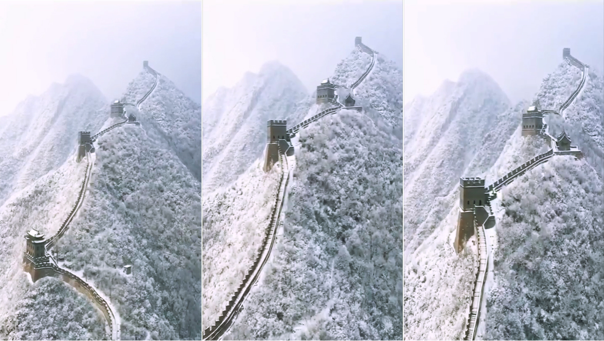 航拍長(zhǎng)城雪景