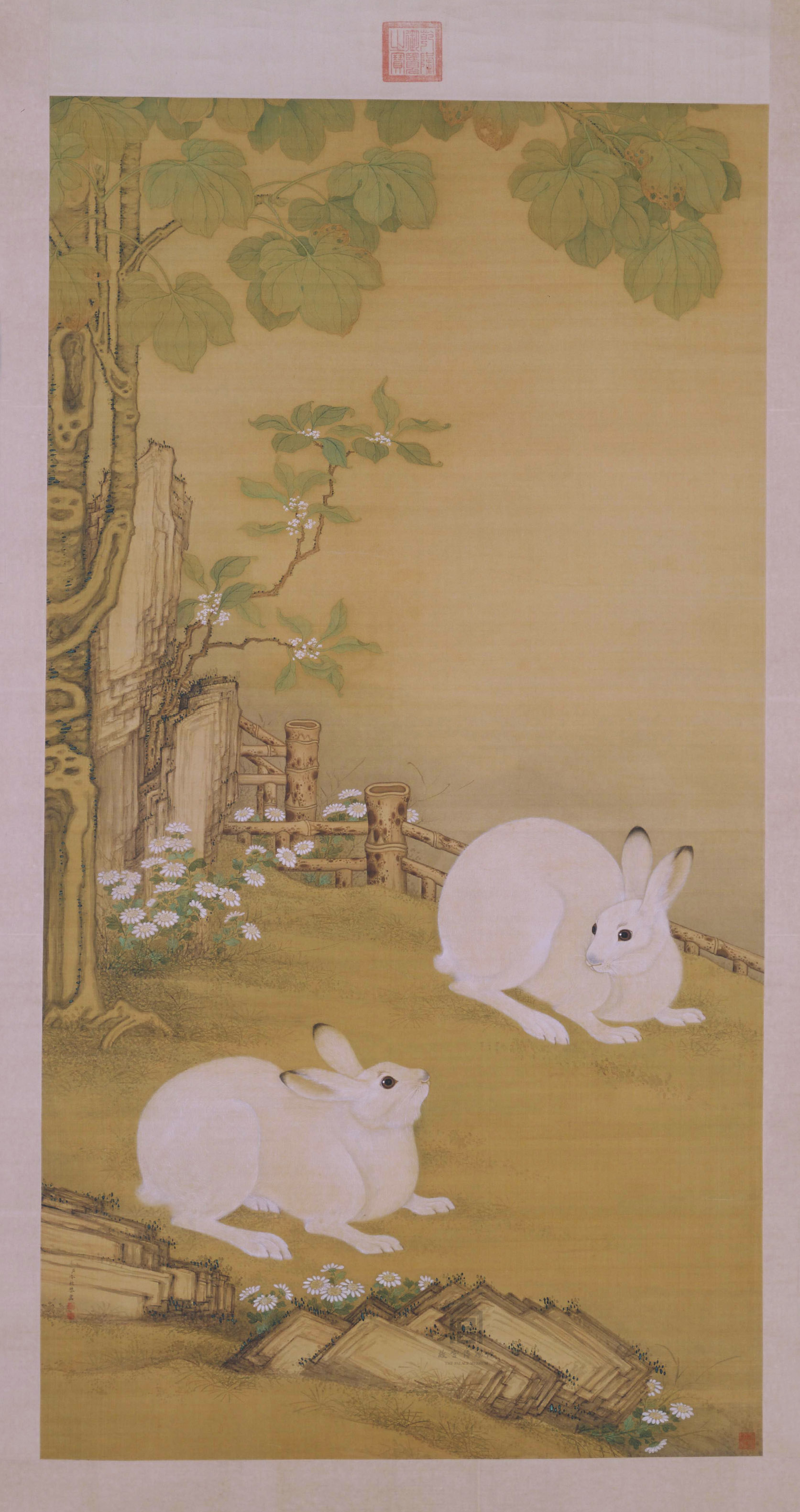 清畫家冷枚繪《遇兔呈祥》